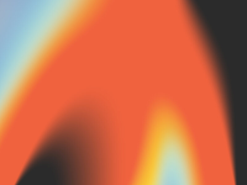 Abstract horizontal gradient with soft blends of blue and teal on the left transitioning into warm orange and red tones, with a yellow glow near the lower right and a dark shadowed edge on the far right.